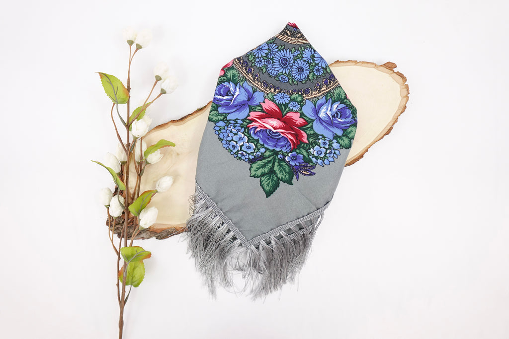 Dark Grey Russia Style Church Scarf