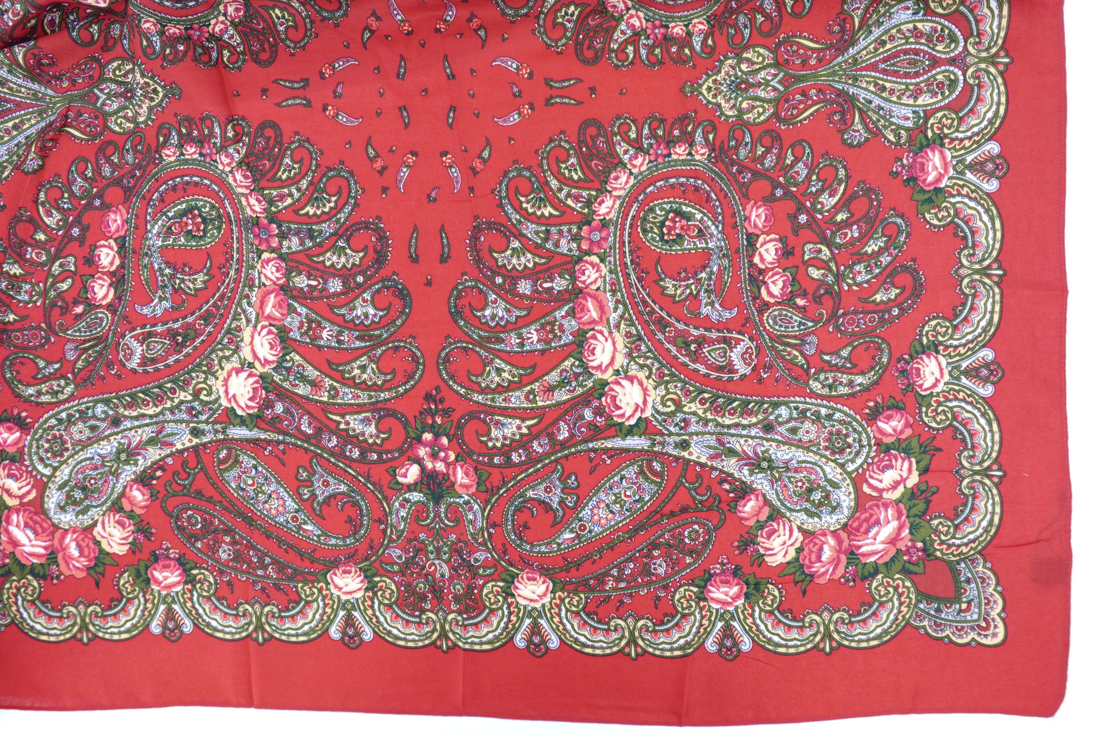 True Red Large Russia Style Church Scarf