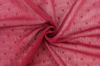 Cranberry Swiss Dot Chiffon with Metallic Details