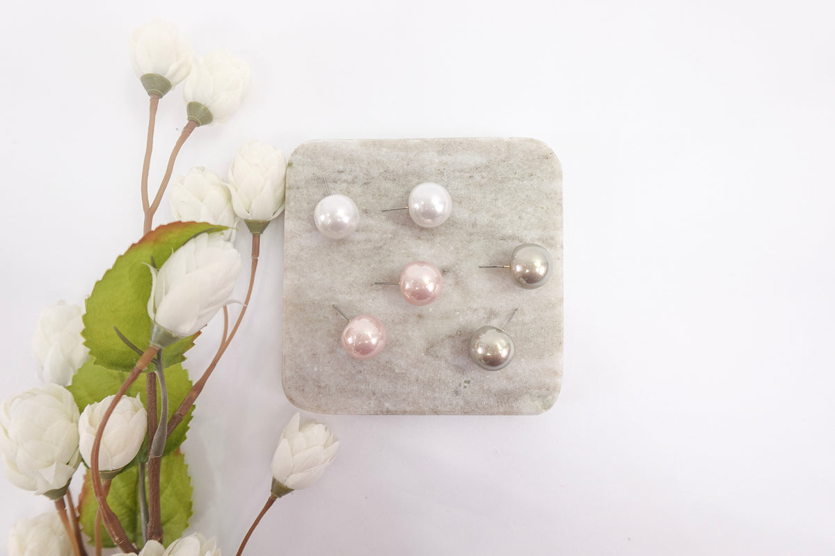 Chunky Ball Stud Earrings Set
