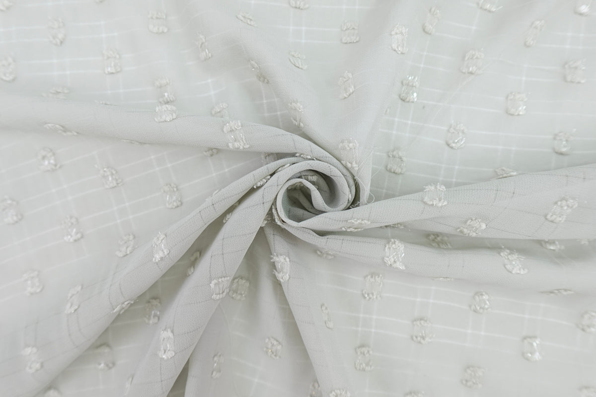 Grey Green Clipped Jacquard Chiffon