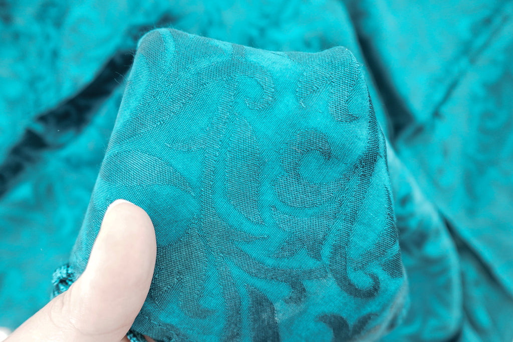 Teal Tone On Tone Church Scarf with Fringe