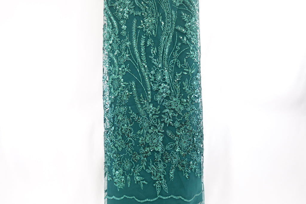 Jasper Green Glitter & Sequin Bridal Lace