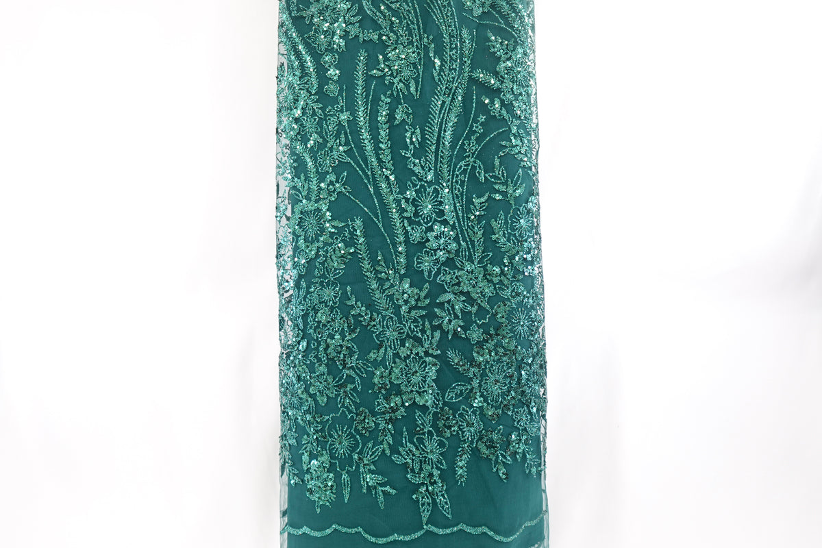 Jasper Green Glitter & Sequin Bridal Lace