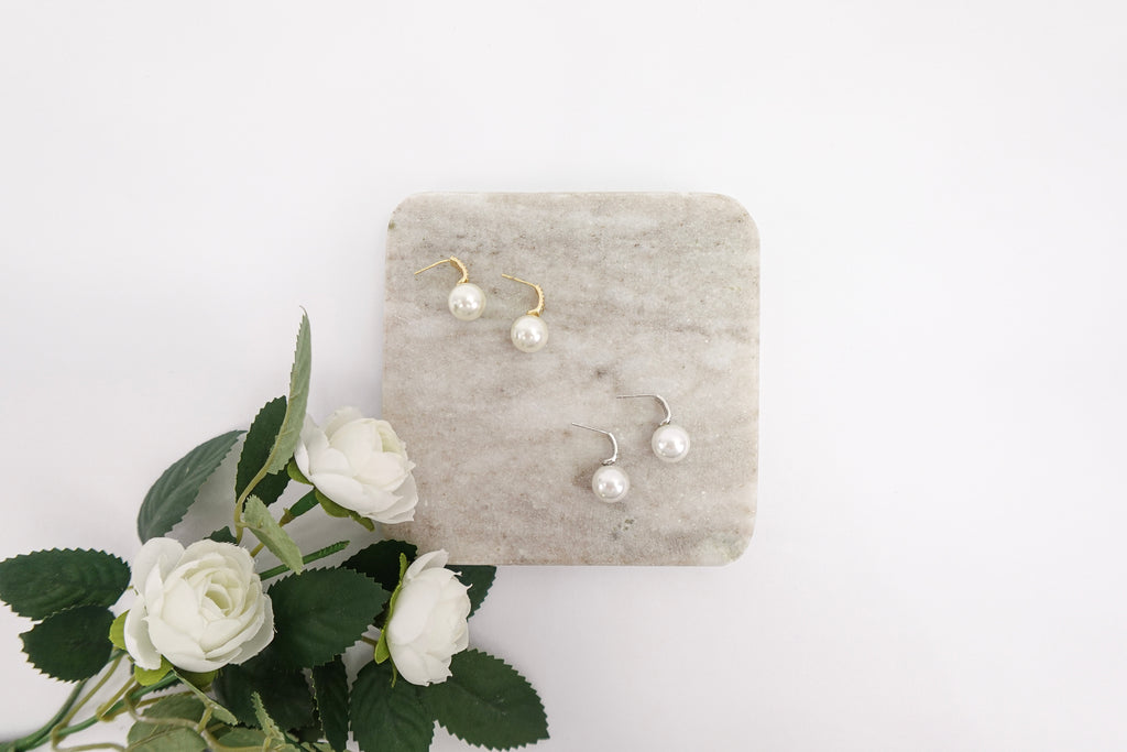 Gold Dipped Cubic Zirconia Pearl Drop Earrings