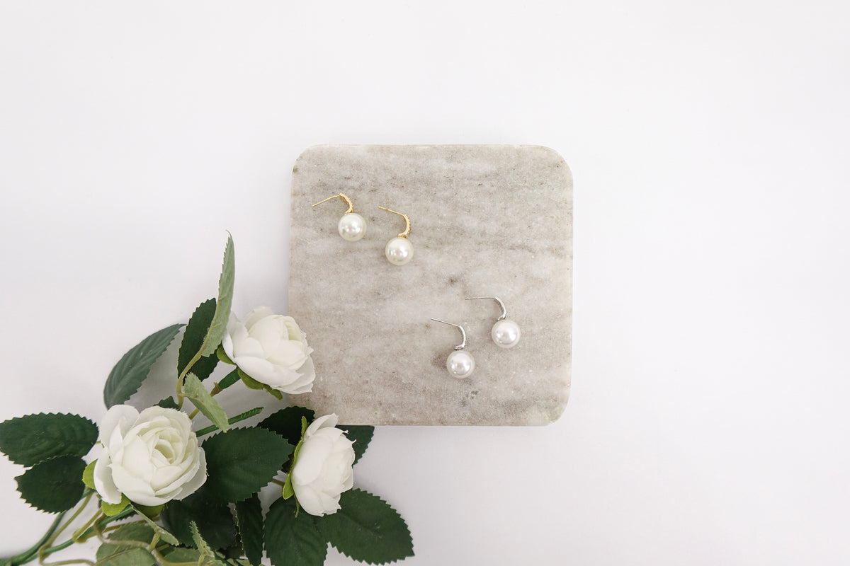 Gold Dipped Cubic Zirconia Pearl Drop Earrings