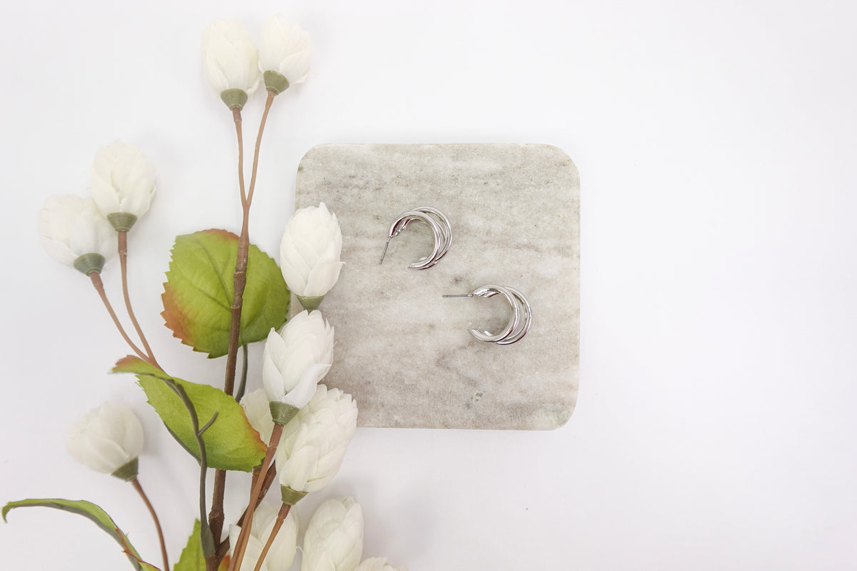 Silver-Toned Layered Hoop Earrings