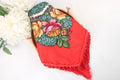 True Red Russia Style Church Scarf with Fringe