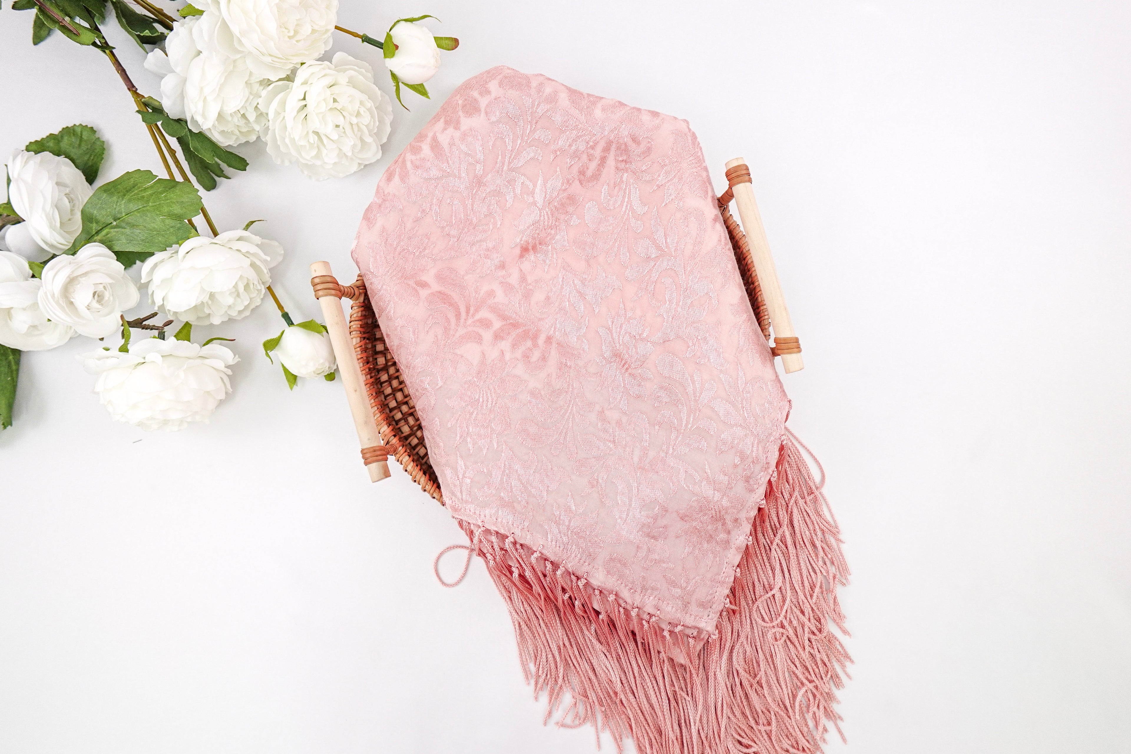 Lily Pink Tone On Tone Church Scarf with Fringe