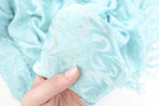 Tiffany Blue Tone On Tone Church Scarf with Fringe