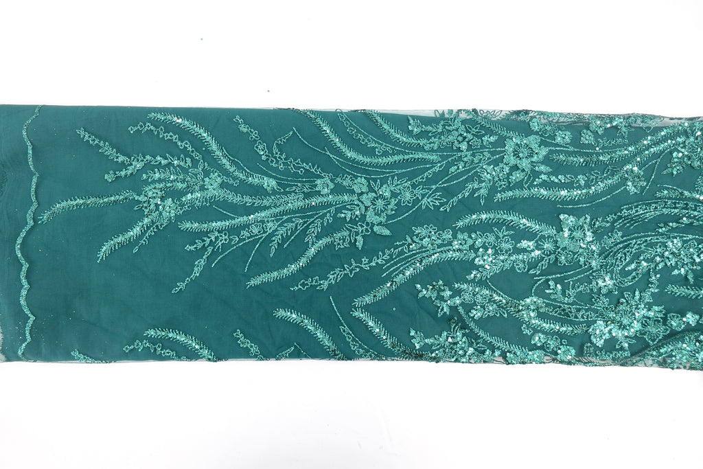 Jasper Green Glitter & Sequin Bridal Lace