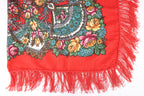 True Red Russia Style Church Scarf with Fringe
