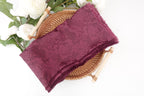 Muted Berry Roses Design Two Tone Church Scarf with Frayed Edge