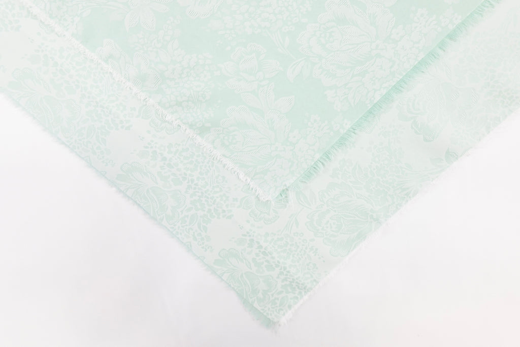Mint Roses Design Two Tone Church Scarf with Frayed Edge