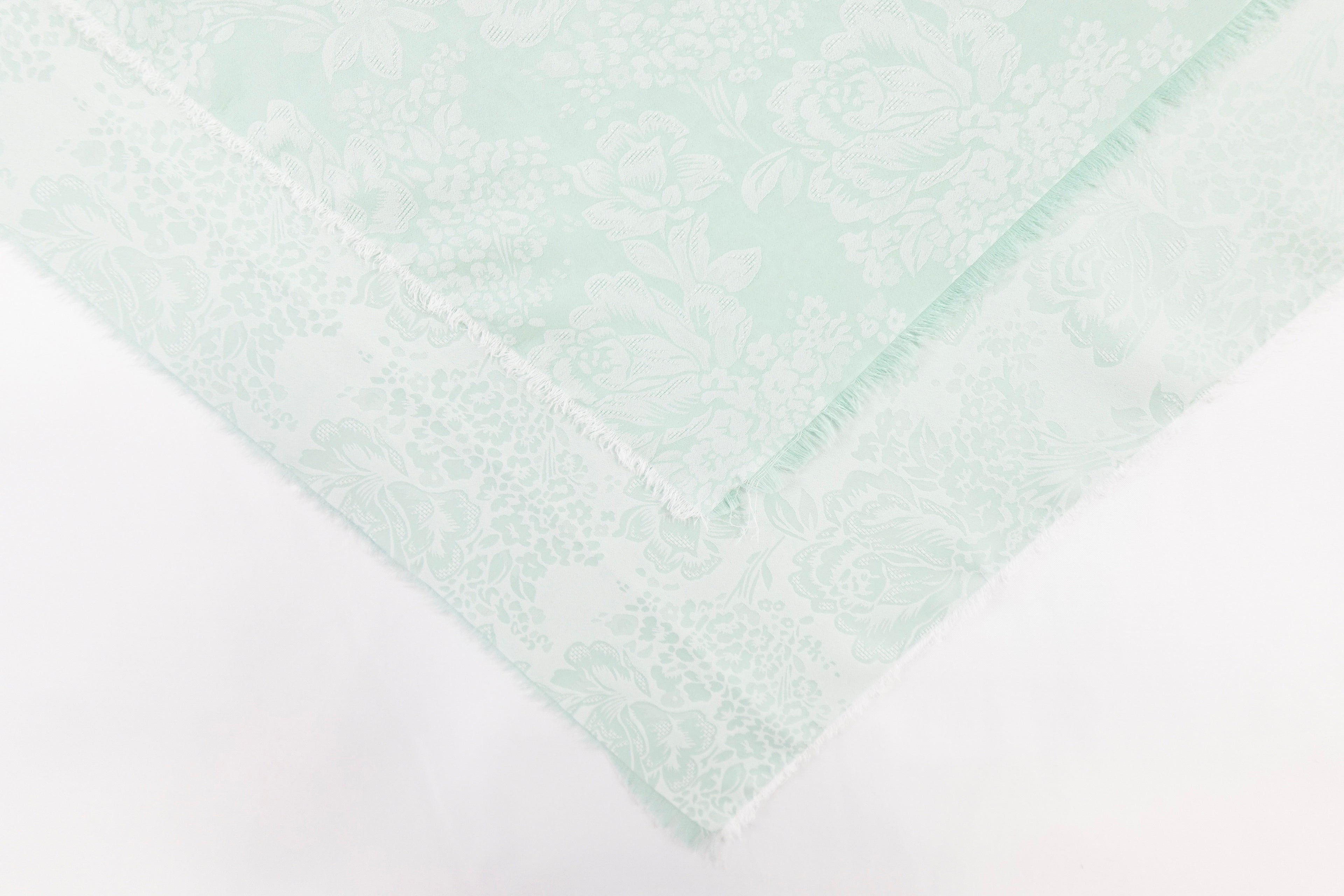 Mint Roses Design Two Tone Church Scarf with Frayed Edge