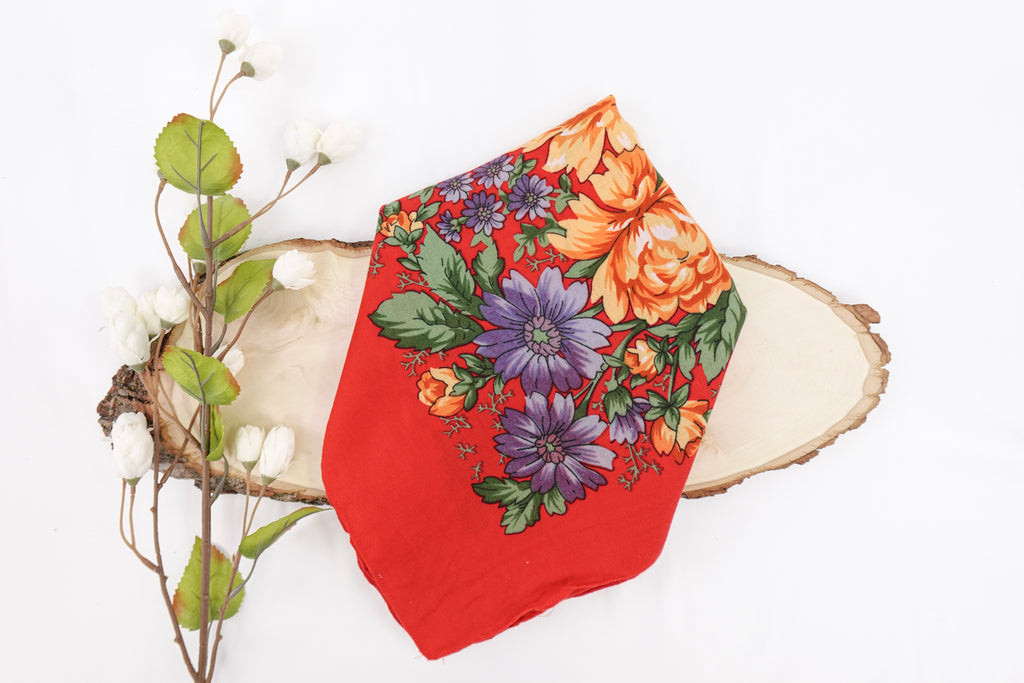 True Red Large Russia Style Church Scarf