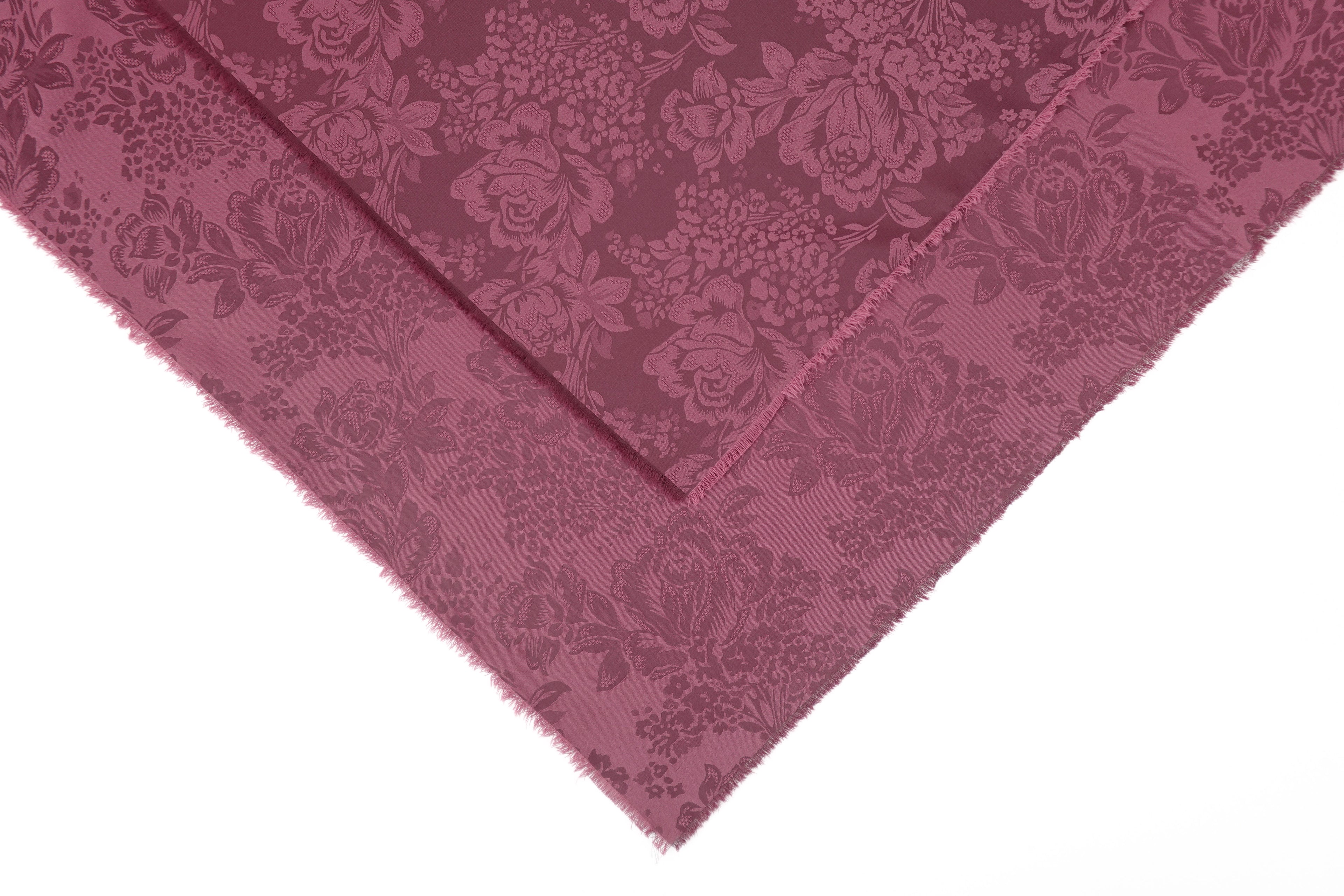 Muted Berry Roses Design Two Tone Church Scarf with Frayed Edge
