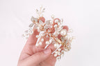 Diamond Flowers & Pearls Gold Headband