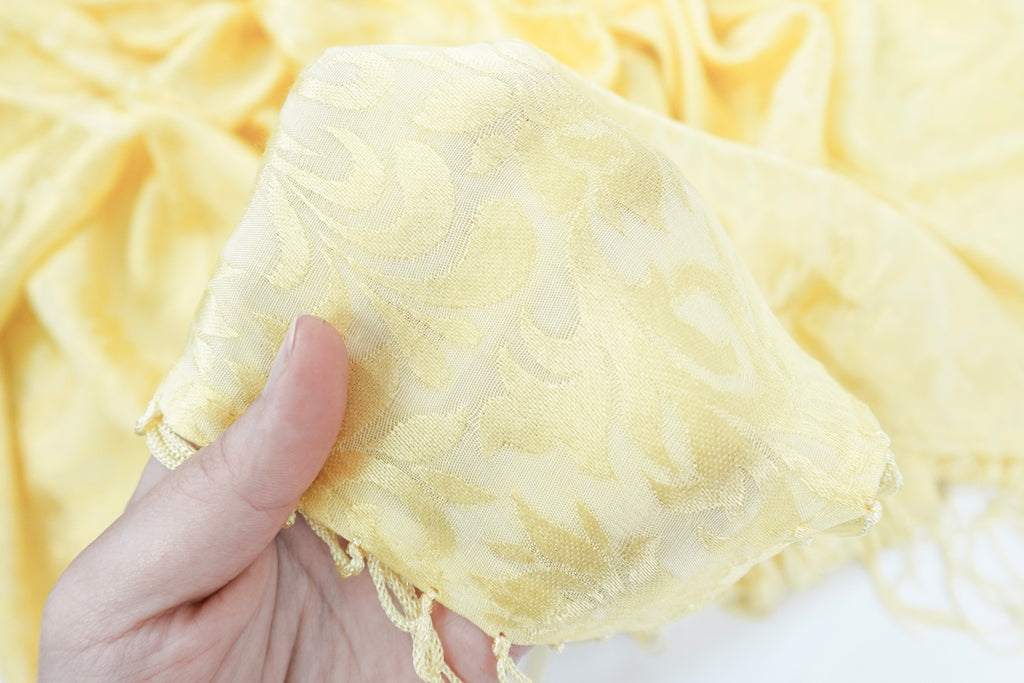 Sunshine Yellow Tone On Tone Church Scarf with Fringe