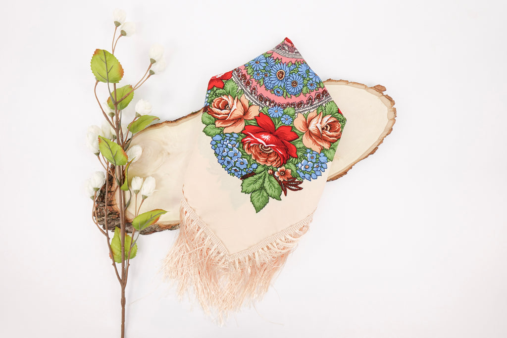 Cream Russia Style Church Scarf