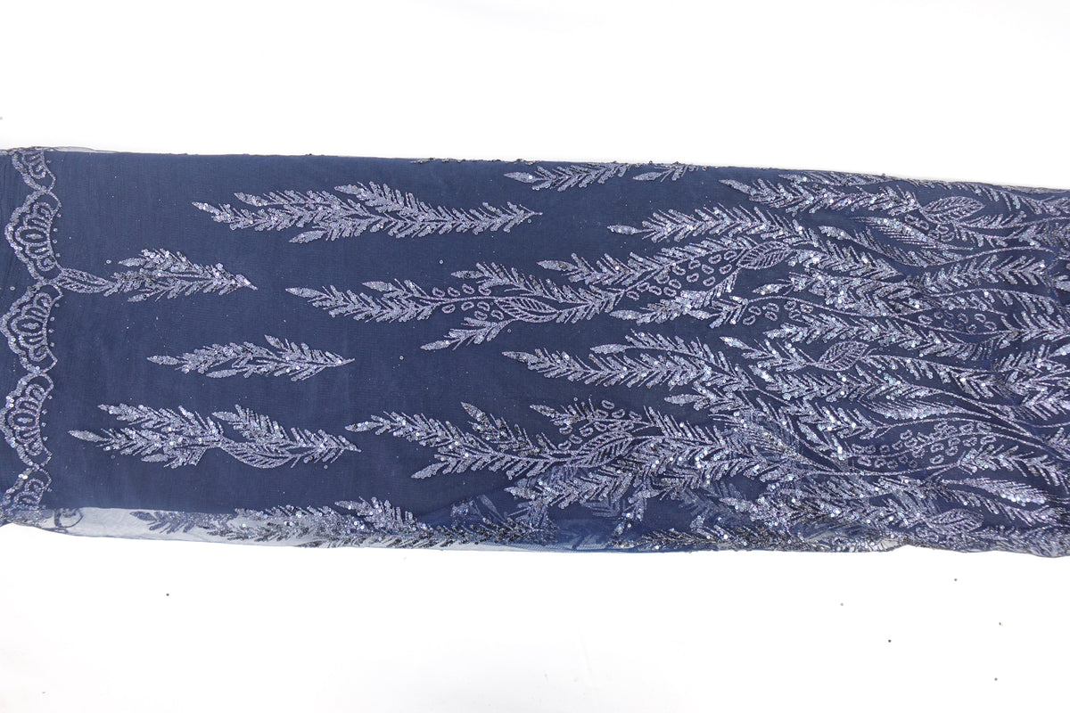 Navy Glitter & Sequin Bridal Lace