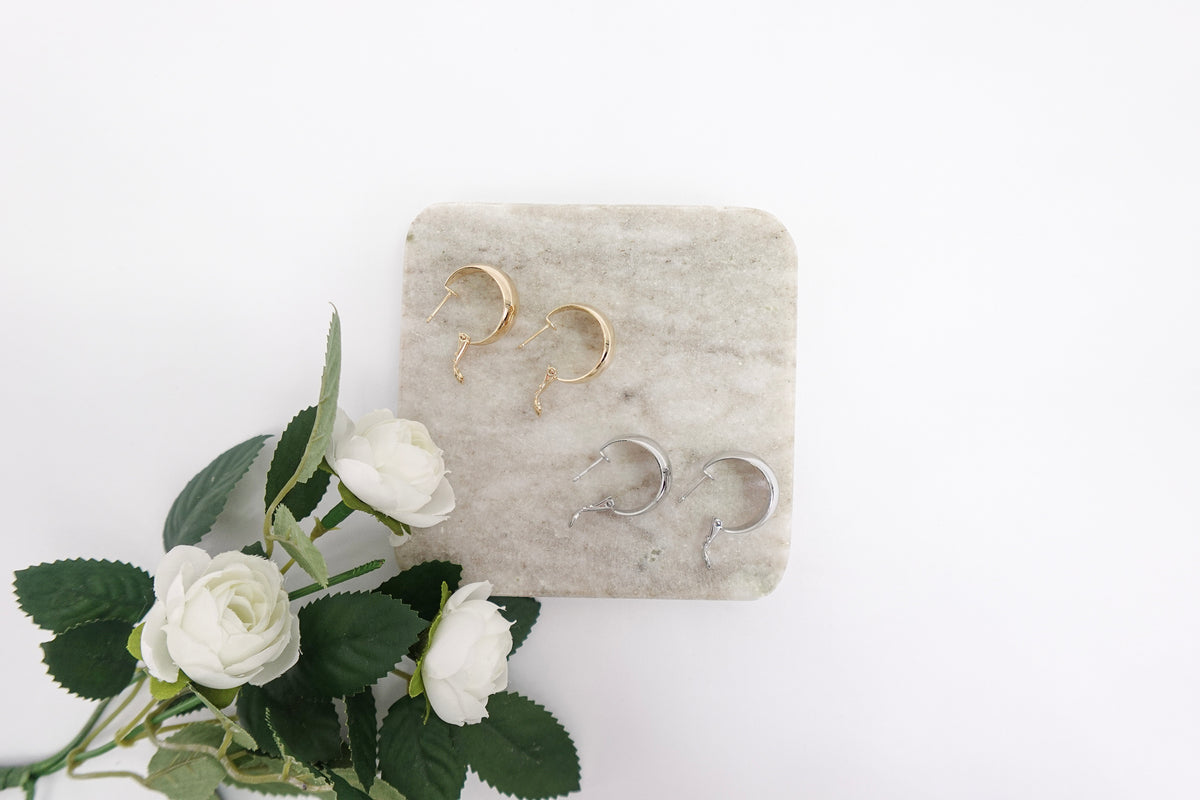 Rhodium Plated  Hypoallergenic Simple Hoop Earrings