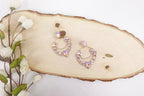 Extra Large Gold Toned Purple Colored Crystal Dangle Earrings