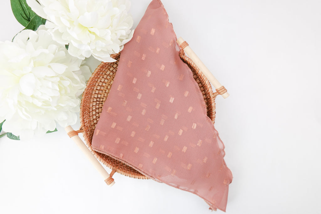Mahogany Triangle Scarf with Metallic Details