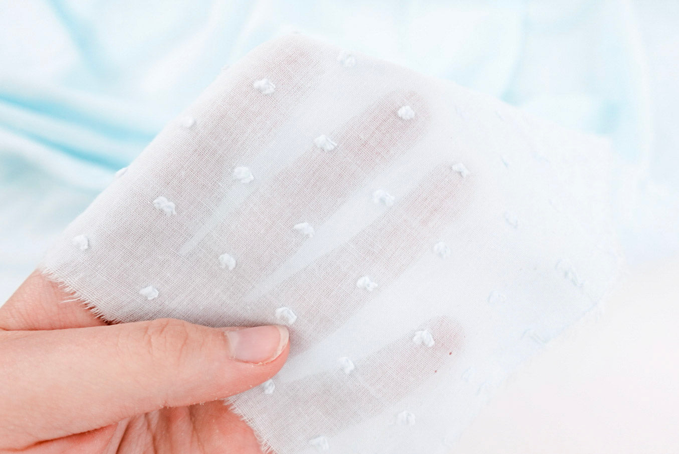 Sky Blue 100% Cotton Swiss Dot