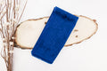 Royal Blue Roses Design Two Tone Church Scarf with Frayed Edge