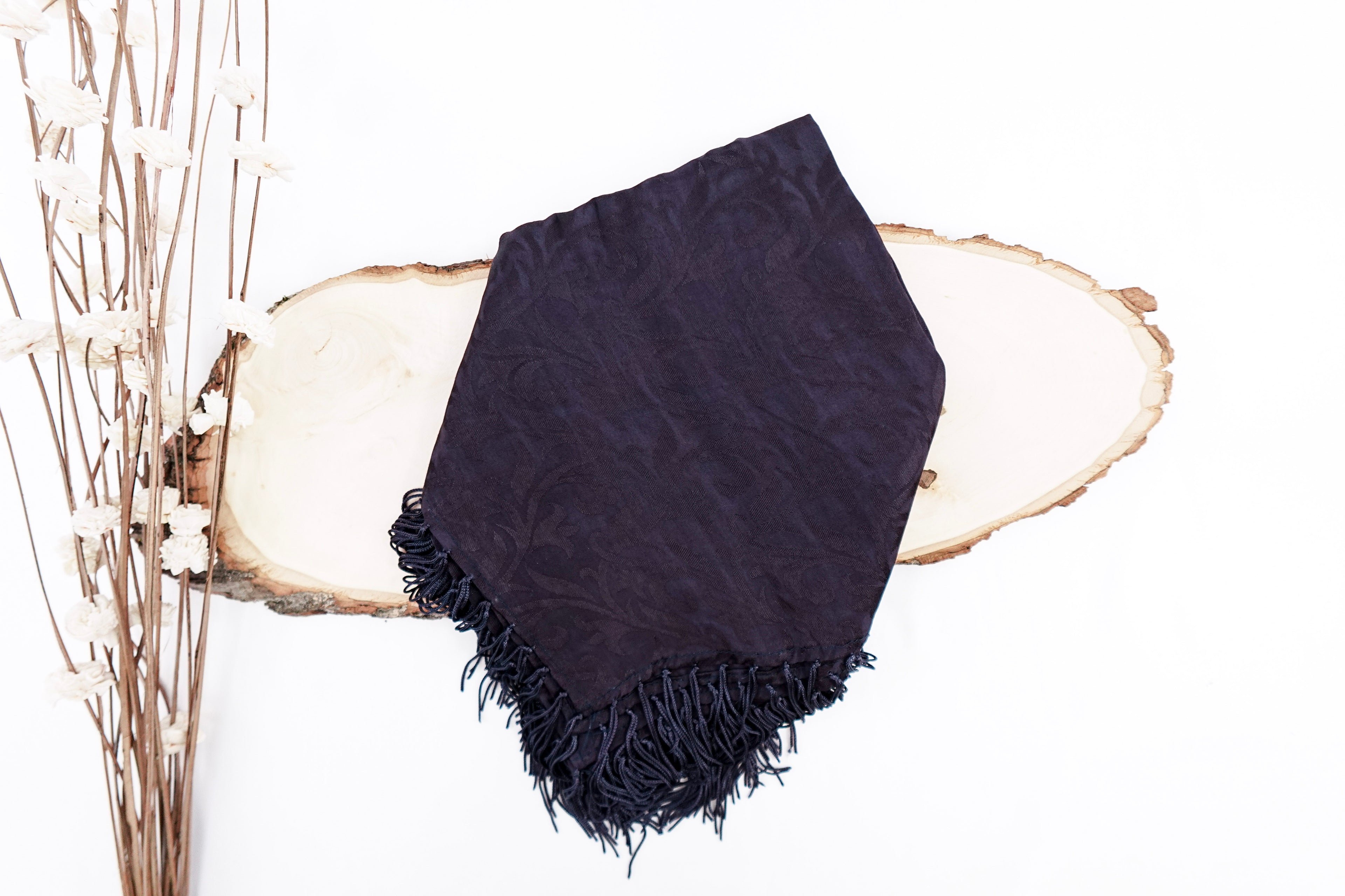 Blackberry Tone On Tone Church Scarf with Fringe