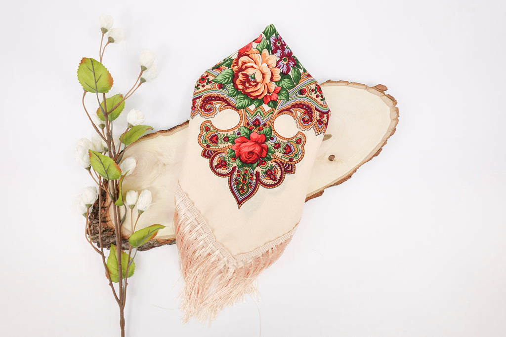 Cream Russia Style Church Scarf