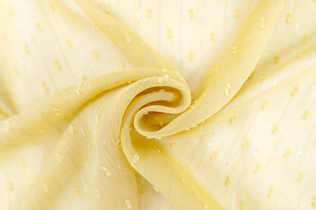 Mustard Yellow Swiss Dot Chiffon with Metallic Details