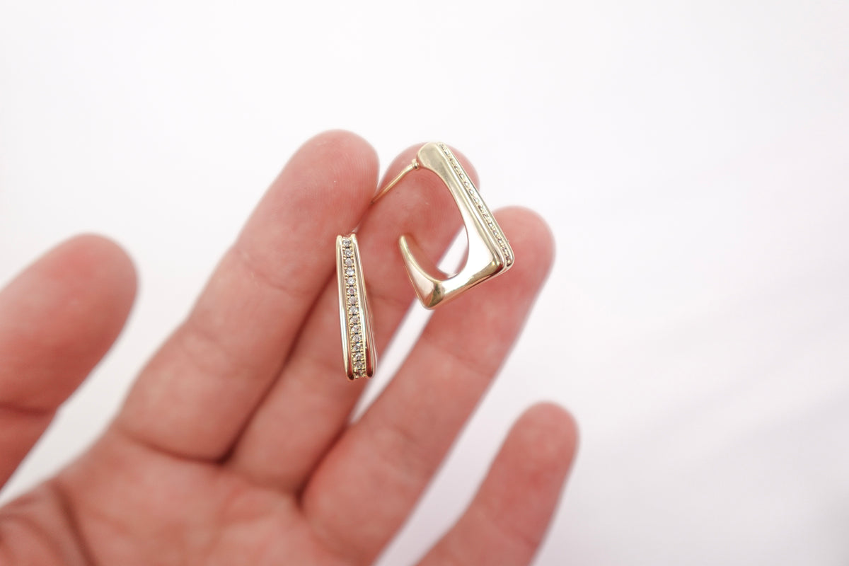 Gold Plated Crystal Squared Hoop Earrings