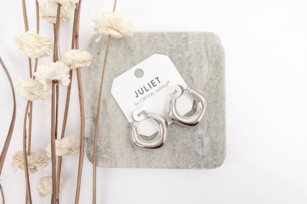 Silver Toned Chunky Hoop Earrings