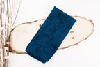Navy Roses Design Two Tone Church Scarf with Frayed Edge