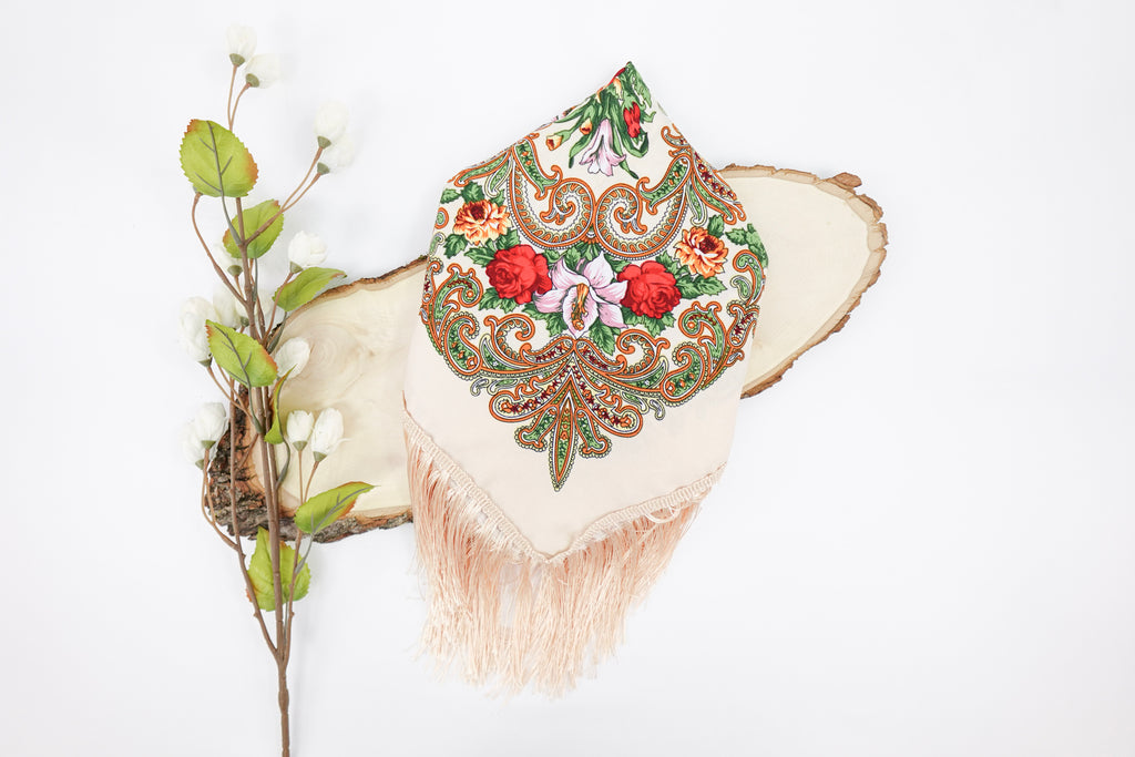 Cream Russia Style Church Scarf