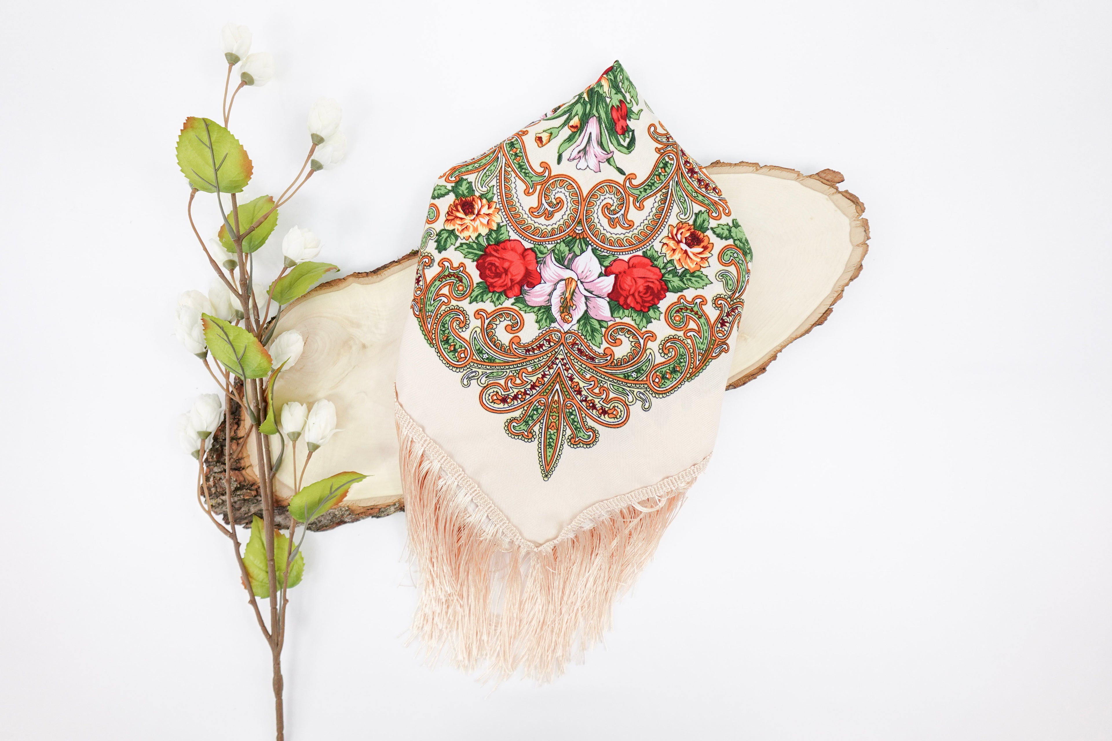 Cream Russia Style Church Scarf