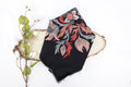 Black Extra Large Russia Style Church Scarf with Frayed Edge
