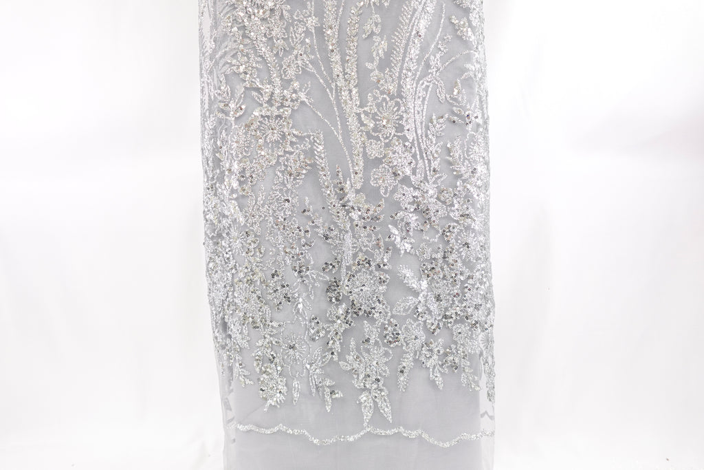 Silver Glitter & Sequin Bridal Lace