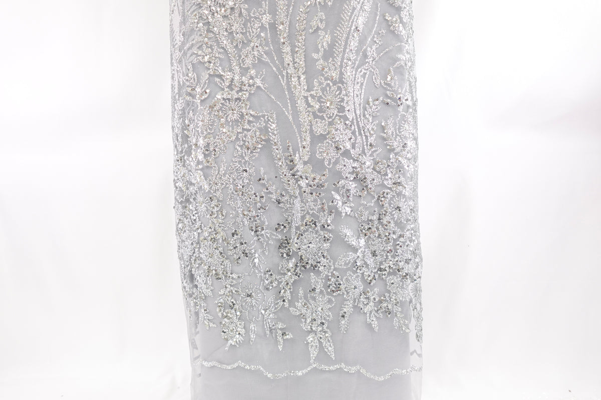 Silver Glitter & Sequin Bridal Lace