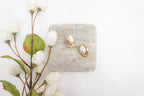 Stainless Steel Gold-Toned Pearl Chunky Stud Earrings