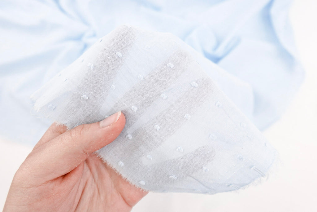 Cinderella Blue 100% Cotton Swiss Dot