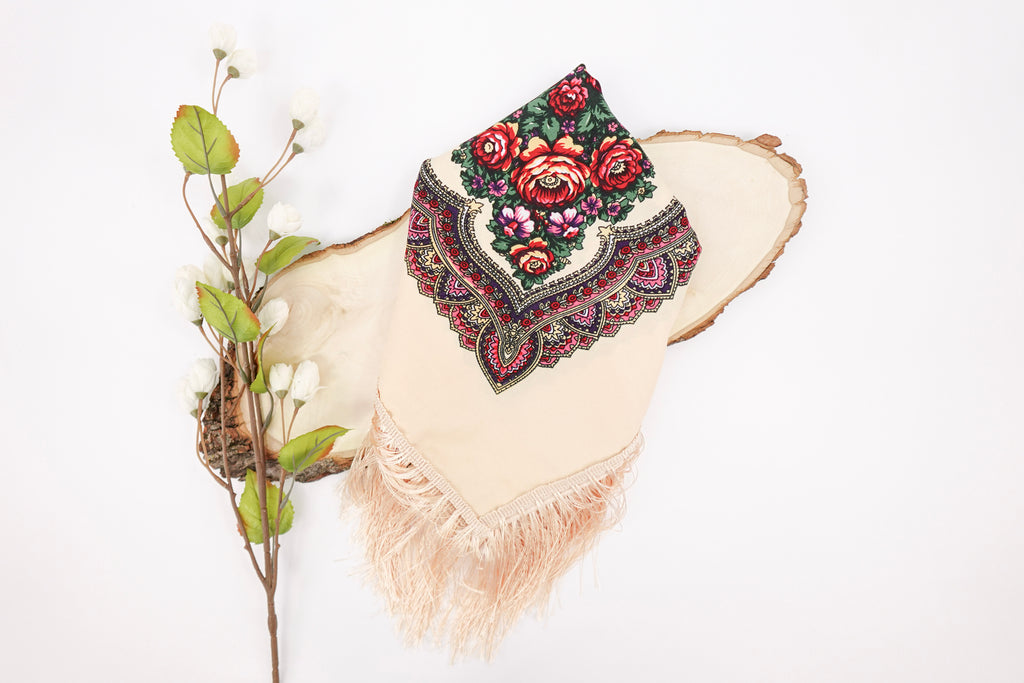 Cream Russia Style Church Scarf