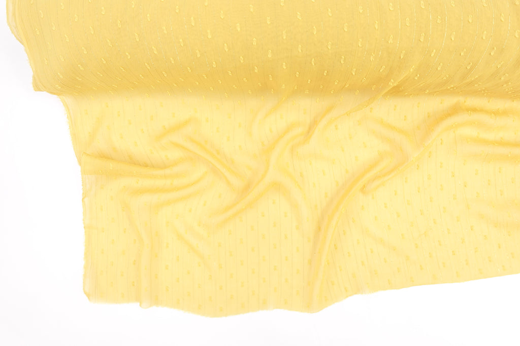 Mustard Yellow Swiss Dot Chiffon with Metallic Details