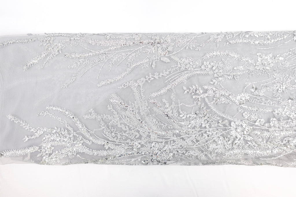 Silver Glitter & Sequin Bridal Lace