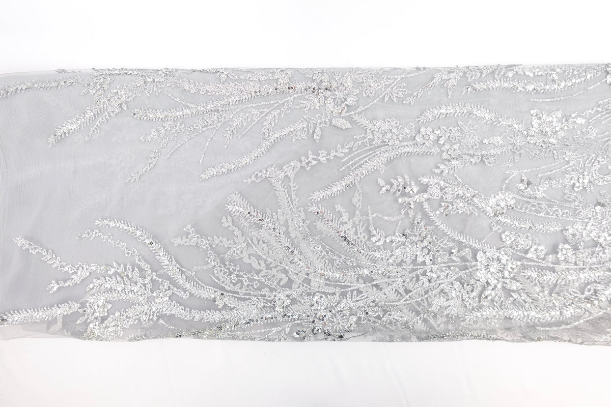 Silver Glitter & Sequin Bridal Lace