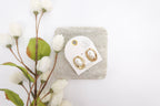 Stainless Steel Gold-Toned Pearl Chunky Stud Earrings