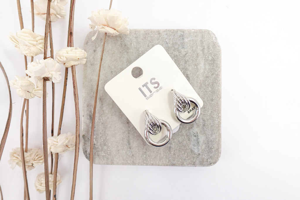 Silver Toned Chunky Door-Knocker Drop Earrings