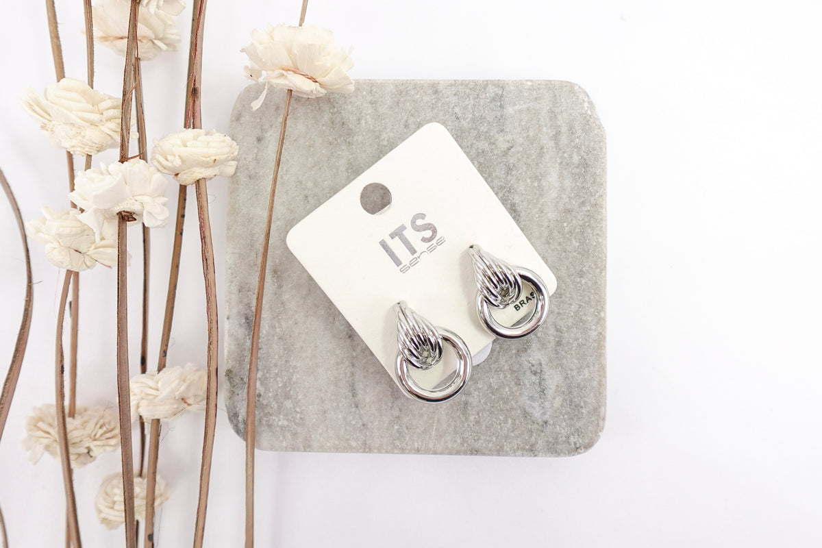 Silver Toned Chunky Door-Knocker Drop Earrings
